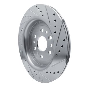 Jeep Grand Wagoneer L Brake Rotor (1) - Rear Left - R1 Concepts - Drilled & Slotted - Silver - `21-`25